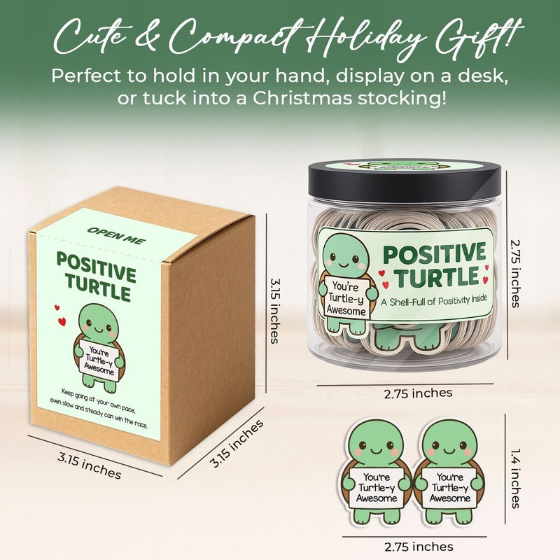 Musemory 60 Positive Cards Turtle Jar, Affirmation Cards For Women, Friendship Gift, Best Friend Gift, Positive Decor, Valentines Day Gifts, Key Chain Turtle, Card Turtle for Her - Image 2